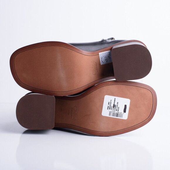 Chloe Womens Meganne Leather Ankle Boots Booties Black EU 35.6 US 6.5 Block Heel - Picture 8 of 9